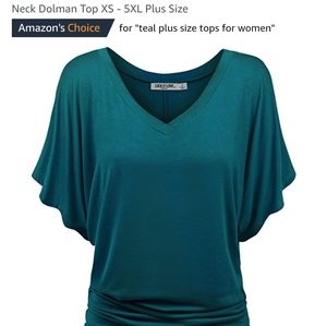 NWOT Teal V-Neck Dolman Sleeve Drape Top